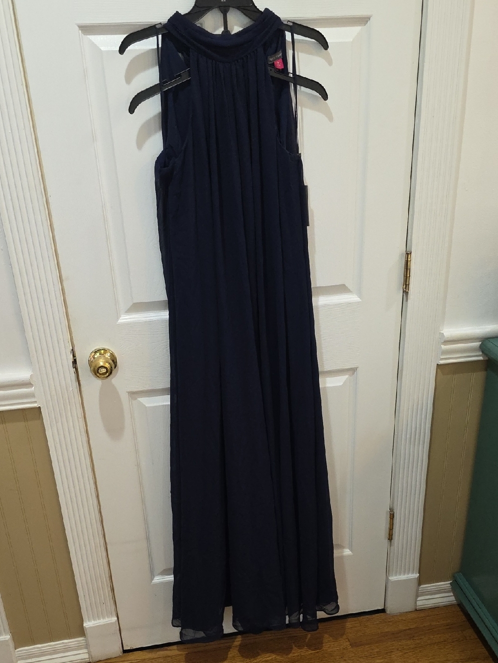 Vince Camuto Navy Halter Maxi Dress Elegant Womens Evening Dress Size M